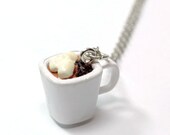 Hot Chocolate Cocoa Necklace - Kawaii cute miniature food jewelry