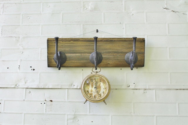 Reclaimed Wooden Coat Rack - Coat Hook, Jewelry or Key Wall Hook - Created from Antique Salvaged Wood - Antique Gold with Black Undertones