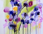 Abstract floral painting "Pansy redux" 16x20 by Kerry Steele