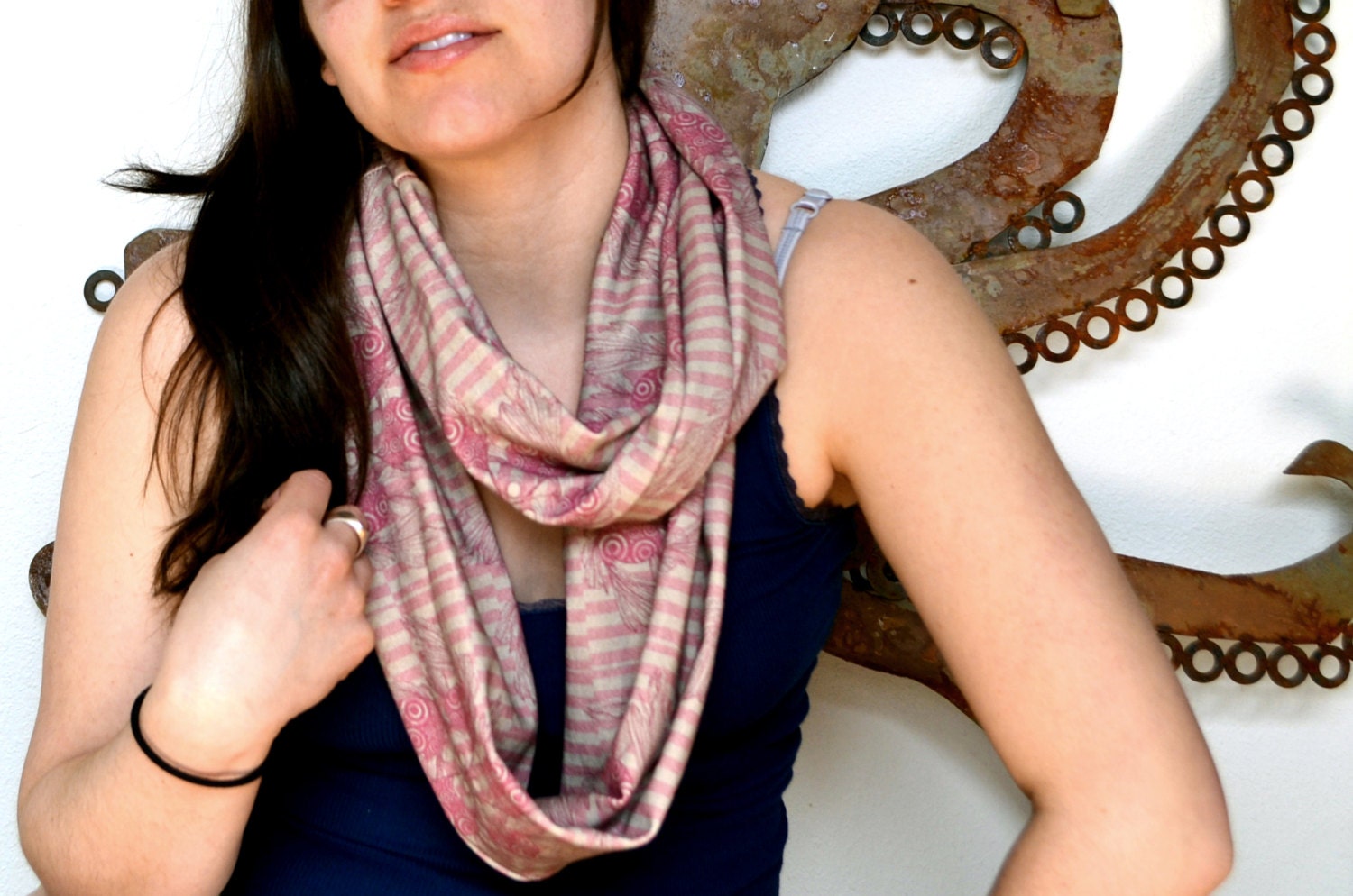 Purple and Gray Goldfish Infinity scarf, organic cotton, EXCLUSIVE to Brianna Reagan Art