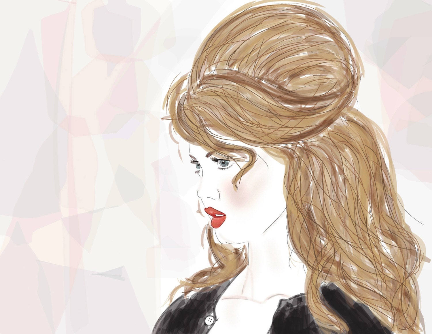 Fashion Illustration Print - Lindsey Wixson at Moschino Runway Show