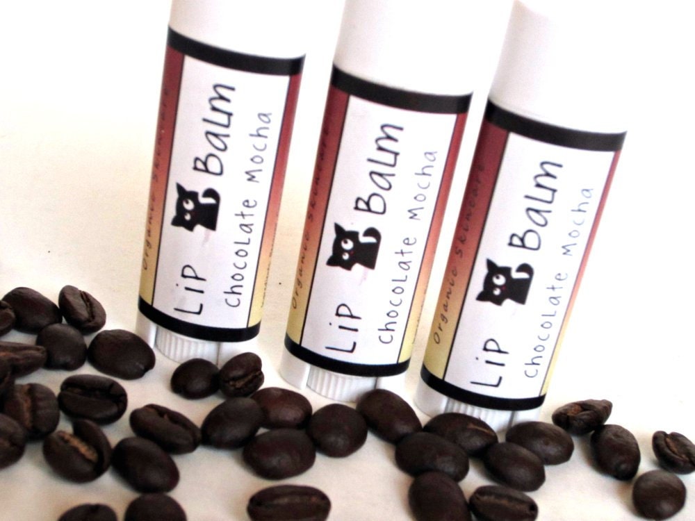 Coffee Lip Balm- Organic & Natural Mocha- Handmade Moisturizing Mocha bean Balm with Coffee Infused Oil and cocoa butter