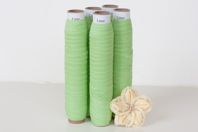 Lime Fold Over Elastic for Baby Headbands - 10 Yards of 5/8 inch FOE
