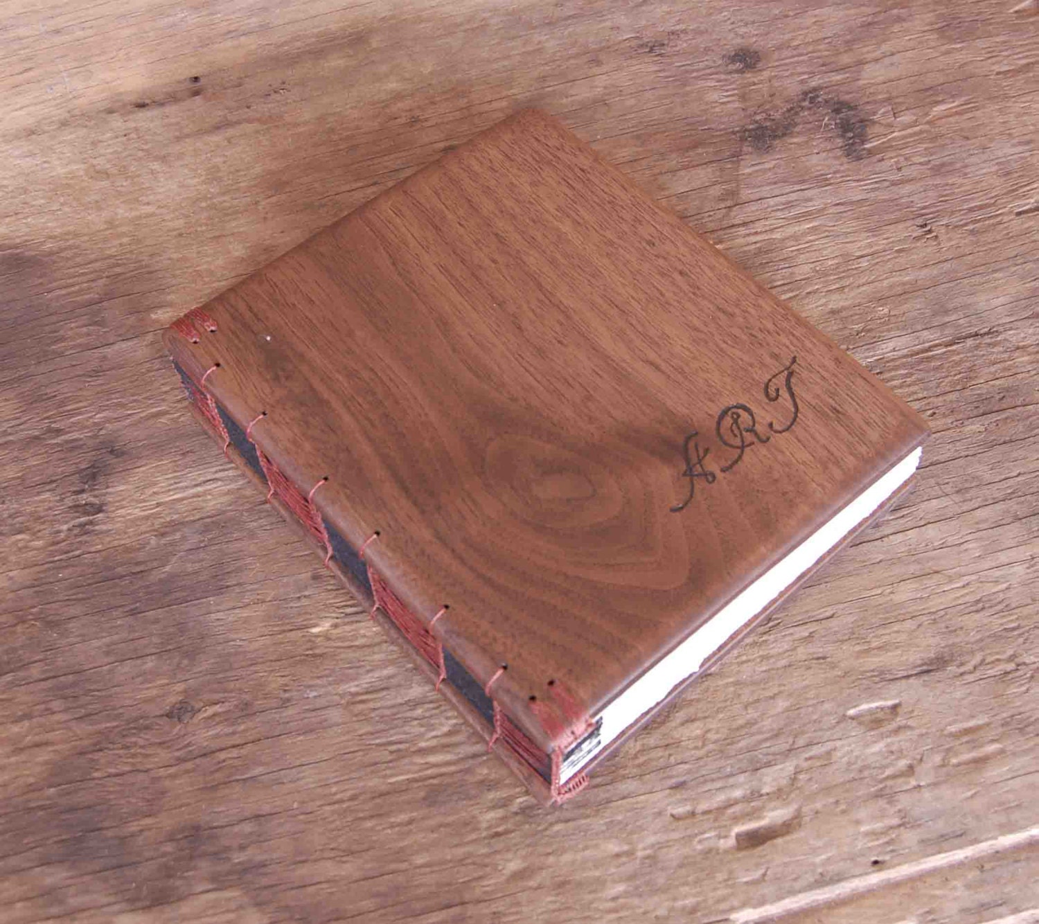 custom monogram black walnut wedding guest book or journal wood covers anniversary gift - personalized rustic - made to order