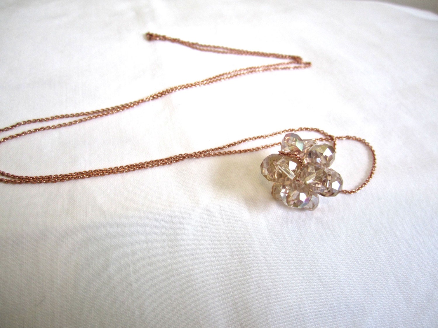 Jess: Rose Gold Crystal Charm Necklace (30")