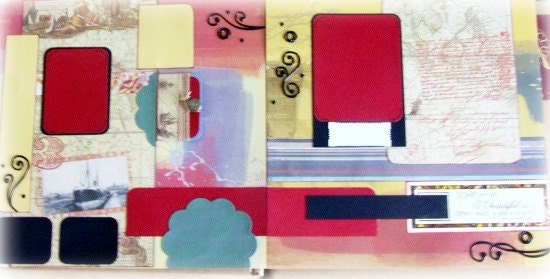Premade scrapbook Travel pages - Two 12 x 12" pages with removable tag