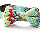 Dog Collar and Bow Tie Set - The Aztec - chevron dog collar and bowtie