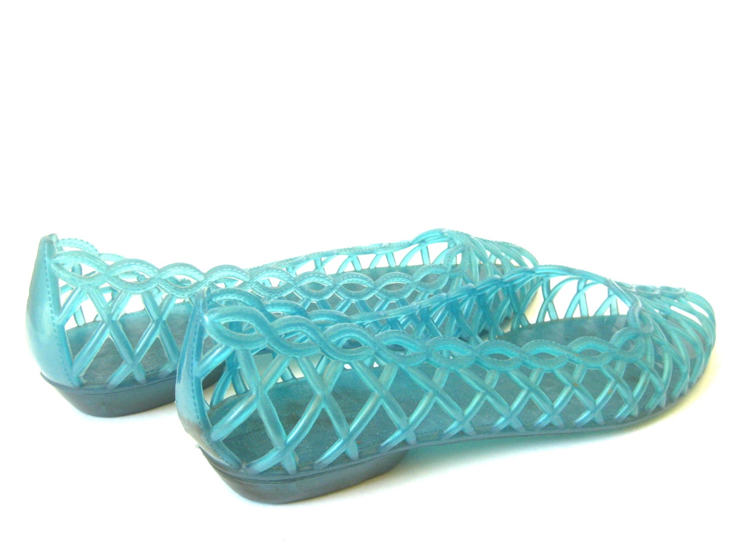 1980s Vintage Turquoise Blue Jelly Shoes Jellies