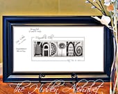 Wedding GUEST BOOK Alphabet Photography Art  Personalized Name Print 10x20  Signature NAME Frame