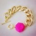 Chunky Gold Chain Bracelet with Neon Pink Magnesite
