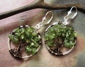 Tree of Life Earring  ONLY -Wire Wrapped Peridot Gemstone Earrings- August Birthstone