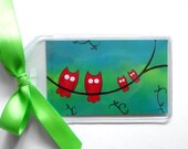 Owls on a Branch Luggage Tag