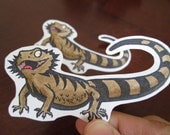 Bearded Dragon Stickers - 2 Hand Stamped Colored and Cut Lizard Stickers