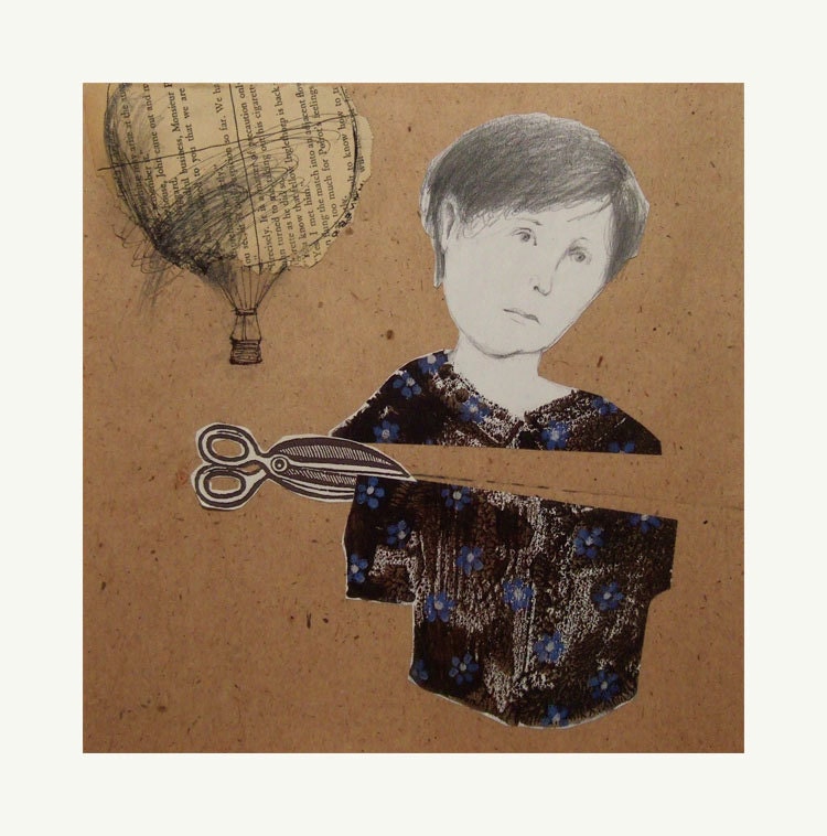 CHOICE original collage mixed media figurative portrait  woman