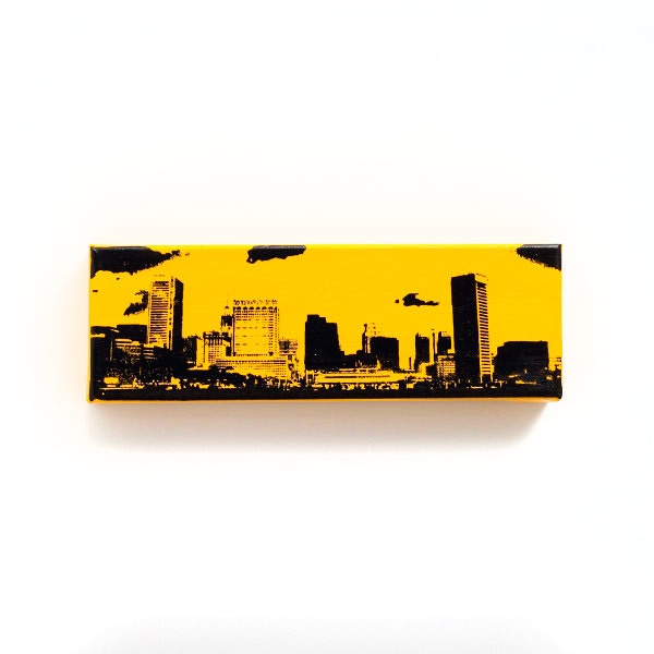 Baltimore Skyline Canvas (Yellow w/ Black) Screenprint/Painting, Yellow Home Decor, Baltimore Print, Baltimore Wall Art