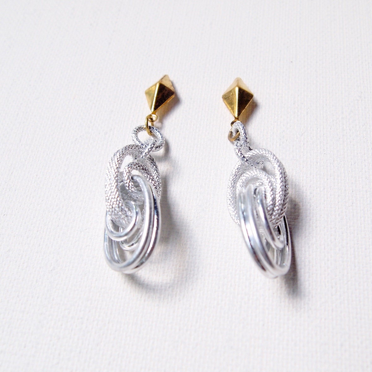 Celtic - Vintage aluminum knotted dangle earrings