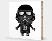 B for Blackhole or S for Shadow Stormtrooper : ABC Block Bamboo Wall Art Series // Alphabet Kids Wall Art Nursery Room Decor Star Wars 4 x 4