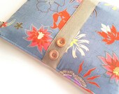 15 inch  MacBook or Laptop sleeve / Laptop bag, with attachable strap and zipper closure, Autumn Blue corduroy, Design by BagyBags