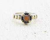 Coral Ring - Sterling Silver & Gold Ring - Gold Coral Ring - OOAK Ring - Omiya