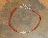 Moonstone, Suede & Silver Daisy Charm Anklet