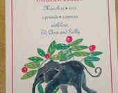 ELEPHANT WELCOME BABY (sorry about the sideways photo of card)
