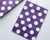 Purple Polka Dots Wedding Favor Bags 20 Candy Buffet Baby Shower Paper Goods Favors Kids Birthday Party Carnival Popcorn w/ straw flags