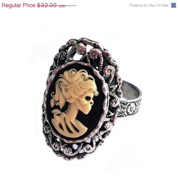 Lolita Skeleton Cameo Ring - Day of the Dead Jewelry