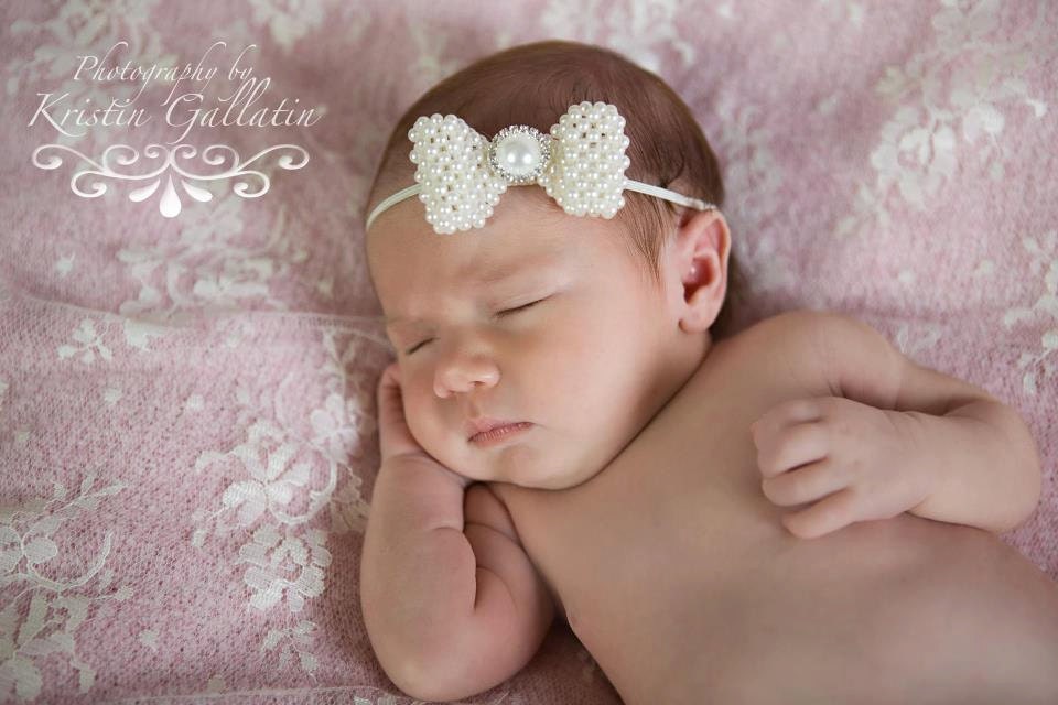 Baby headband, newborn headband, adult headband, child headband and photography prop The ELEGANT all pearl bow exclusive sprinkle headband