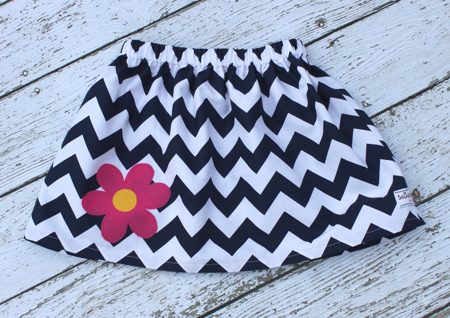 Navy Chevron Flower Skirt...sweet tea for kids