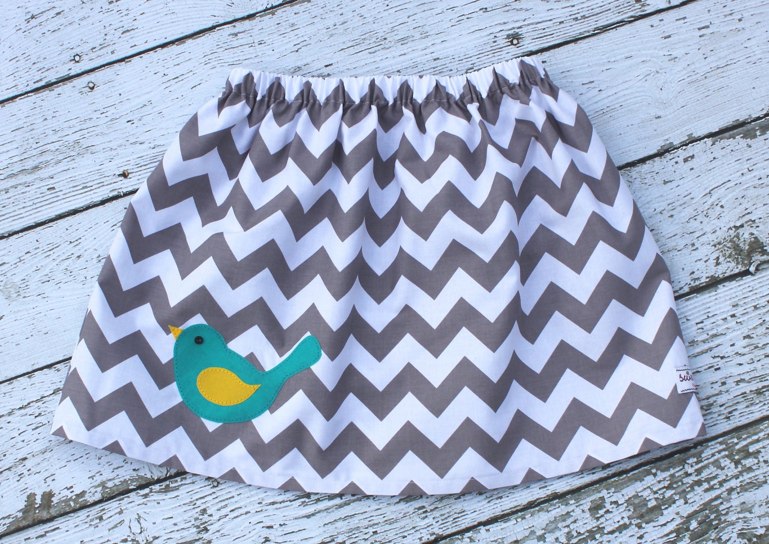 Gray Chevron Birdie Skirt...sweet tea for kids