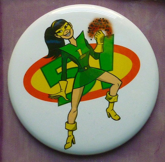 Laser Girl of The Awesome 5,Pocket Mirror 2.25" with Colorful Organza Bag