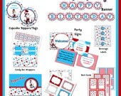 INSTANT DOWNLOAD Age 1 - 50% off - DIY Printable Dr. Seuss Mega Birthday Party Package - Cat In The Hat