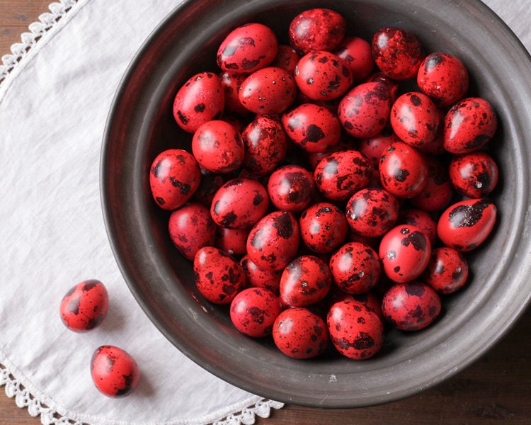 Quail Eggs - Martha Stewart Special, 10 Beautiful Crimson Red Dyed Eggshells