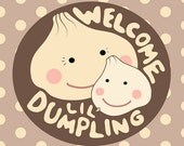 New Baby Card, Little Dumpling, Pink, Blue, or Beige, Girl, Boy, or Gender Neutral, Cute, Kawaii