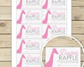 Pink and Gray Chevron Giraffe Baby Shower Diaper Raffle Tickets - Instant Download Il_170x135