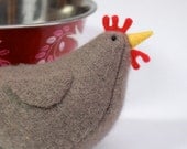 Felt hen, little brown wool felt chicken, easter chicken