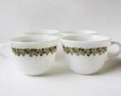 Pyrex Spring Blossom / Crazy Daisy Milk Glass Cups and Salt and Pepper Shakers