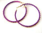 Devi Hoops - Purple and Gold - LaNomRahDesigns Devi Hoops - Purple and Gold - LaNomRahDesigns