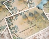 Shabby French Bird Gift Tags no 16 - Vintage - Victorian - Floral - Forget Me Nots - Love Song - Glitter - Easter - Buy 3 Get 1 Free