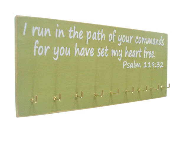 Running Medals display Rack / inspirational bible verse