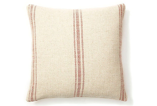 NEW, Pillow Cover, Cushion,  24"x24"  red natural grain sack not burlap French Laundry