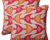 Pillow Cover Cushion 20x20 oor/outdoor angel fish fuschia and orange, other sizes available