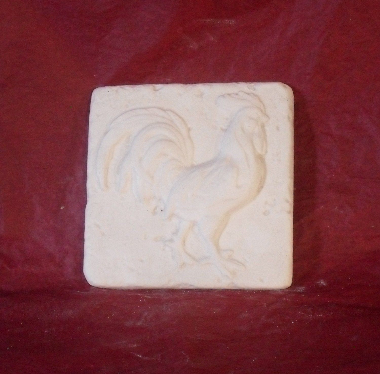 Rooster Plaque. Hand Poured Plaster Craft. Ready to Paint Craft.