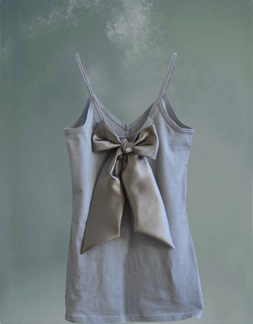 Womans tank gray black bow retro romantic by tratgirl valentino inspiration