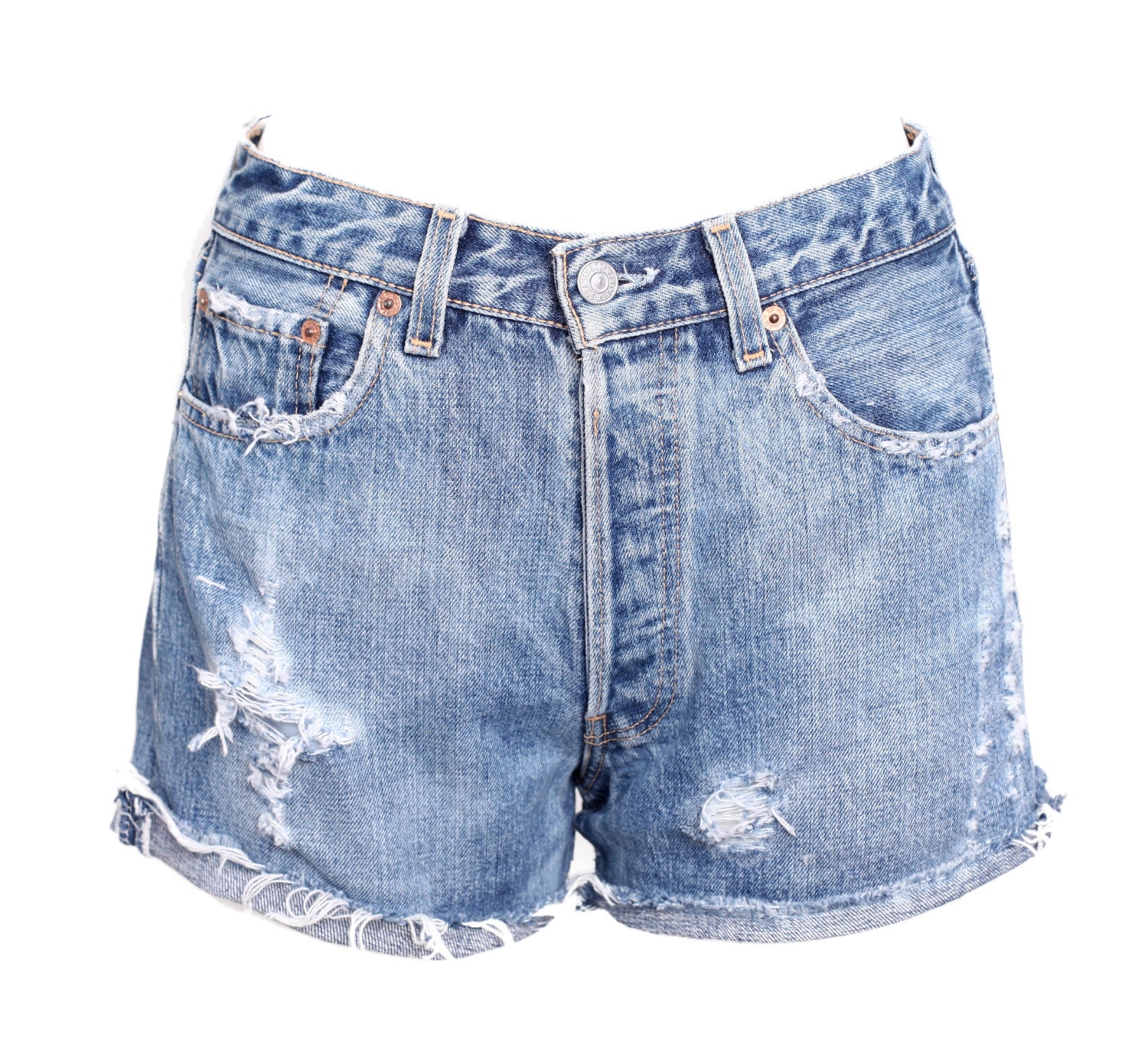 ATLANTA 501' high waisted levis easy bleached blue shorts