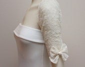 Bow Chic Ivory Lace Wedding Shrug Bridal Shrug Lace Wedding Shrug