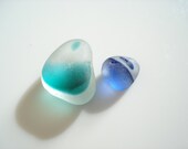 Sea Glass collectable pieces, Green and FlipFlop Blue - P008 - from Seaham, UK