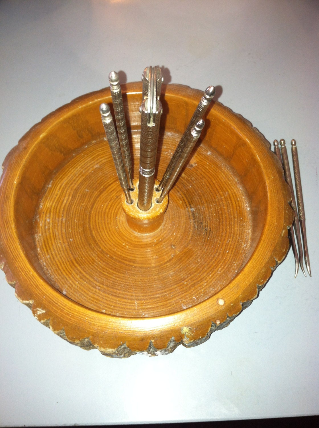 1950s Handmade Nut Bowl with Tools