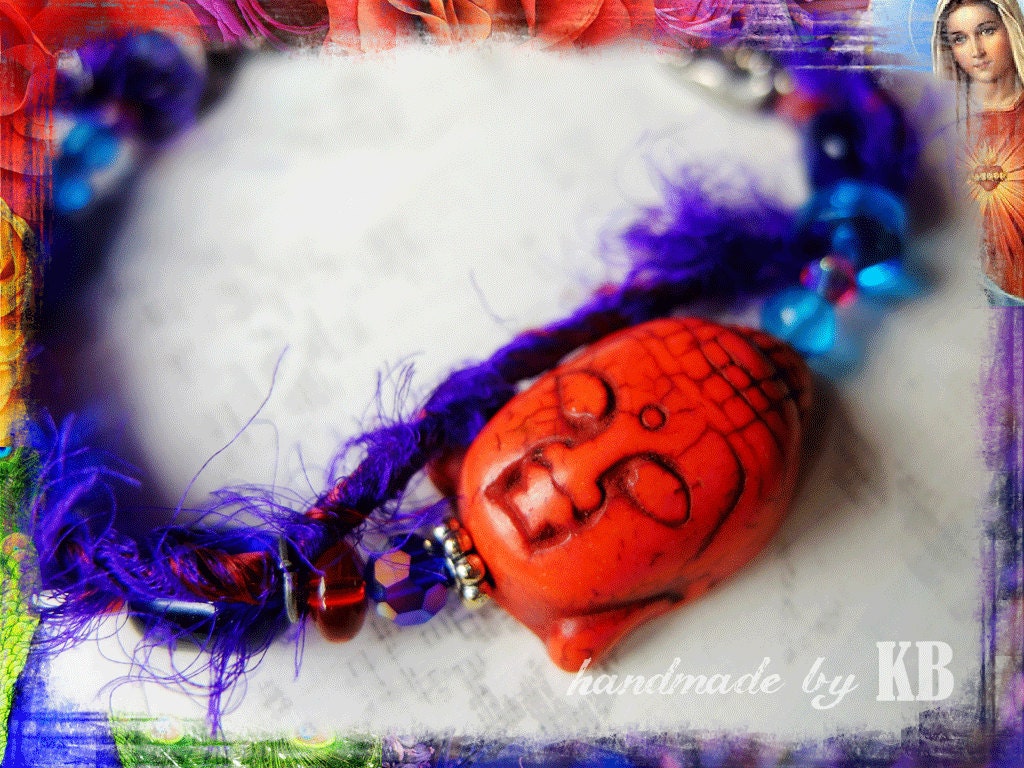 Silk Buddha Bracelet - Recycled Saris - Spiritual Buddhist Gypsy Jewelry