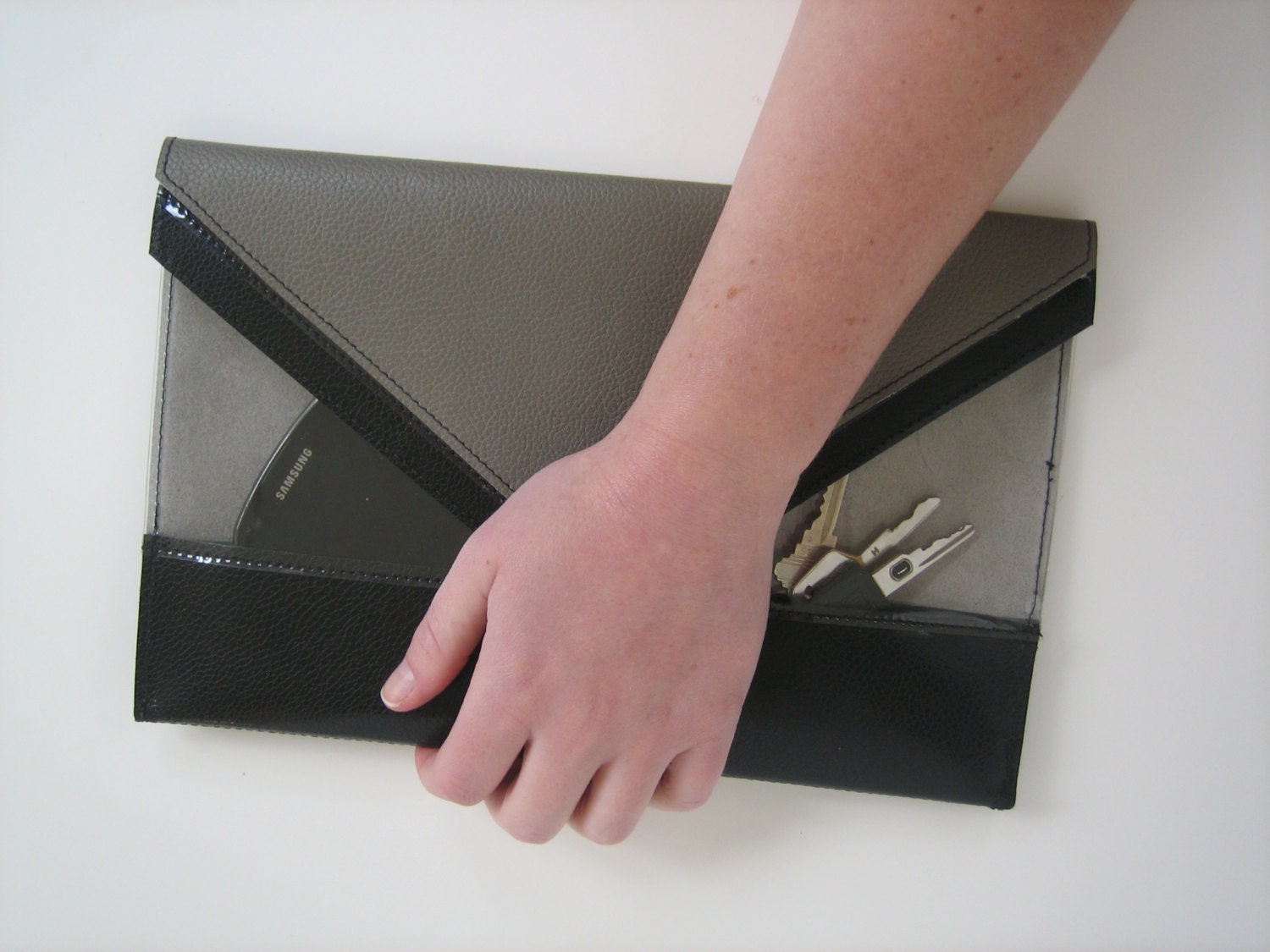 Clarity Leather & PVC Clutch